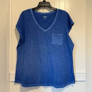 Women’s Orvis Royal Blue Marble Cotton V-Neck Pocket Tee